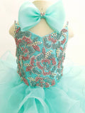 Glitzy Beaded Bodice Little Girls Mint Cupcake Pageant Dress