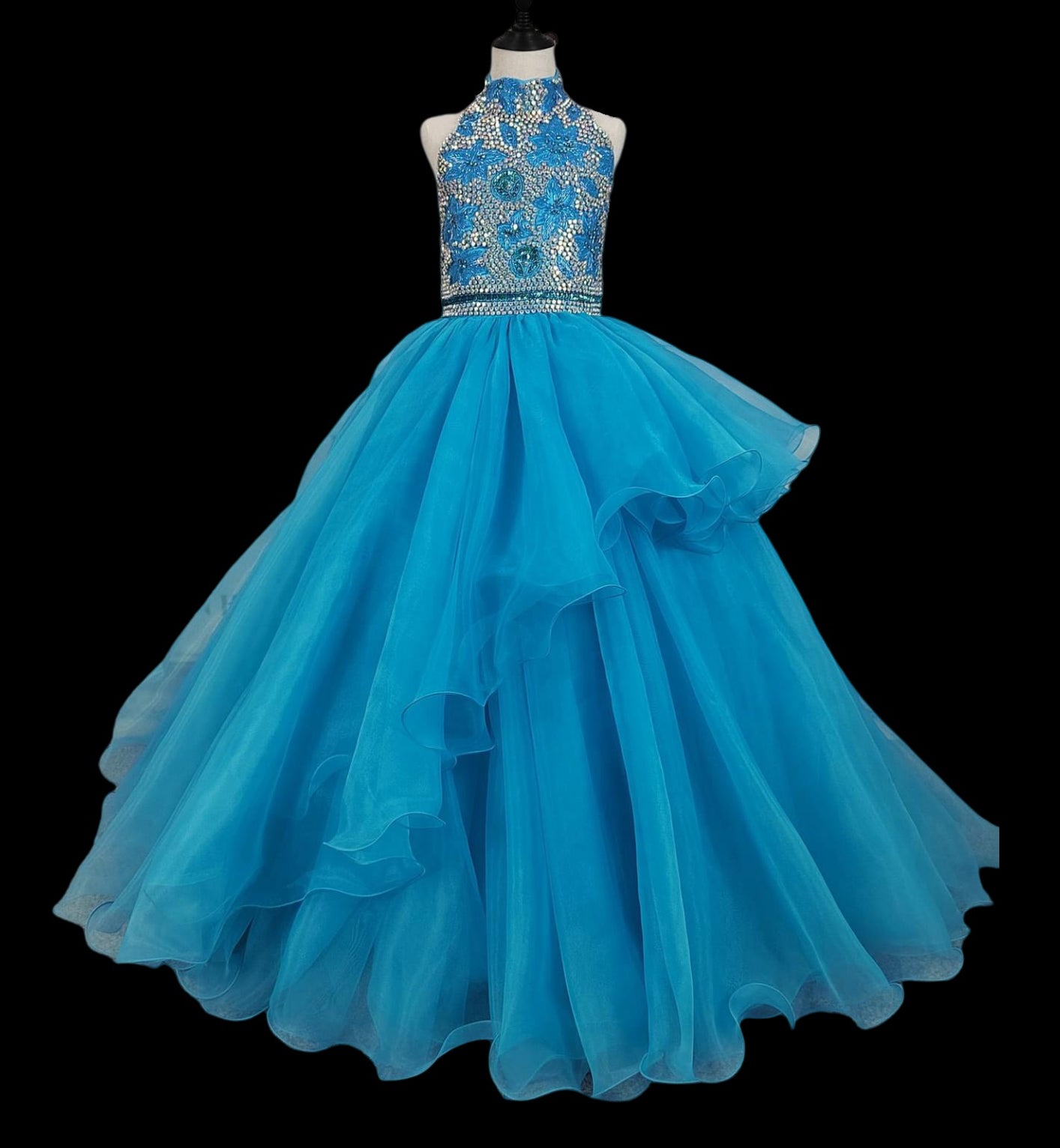 Elegant Halter Beaded Bodice Beauty Teens Pageant Gown