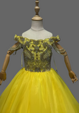 Alluring Heavey Beaded Bodice Floor Long Yellow Ball Gown