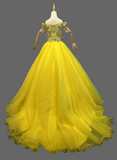 Alluring Heavey Beaded Bodice Floor Long Yellow Ball Gown