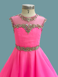 Cap Sleeve Fuchsia Floor-Long A Line Formal Wear