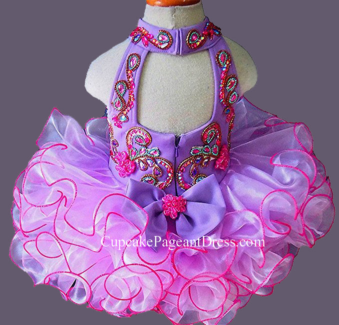 Halter Glitz Pageant Dress For Little Girls/Toddler/Infant/Baby Girl - CupcakePageantDress