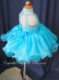 Halter Glass Beaded Bodice Infant/toddler/baby/children/kids glitz Girl's Pageant Dress - CupcakePageantDress